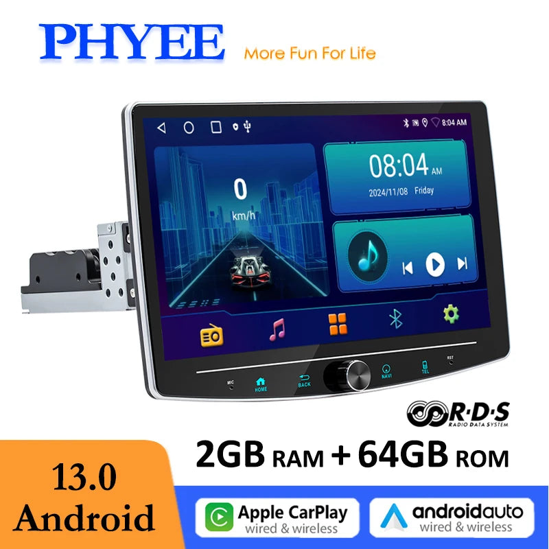 10" bildator med Apple CarPlay och Android Auto. Passar 1-DIN, enkel att installera. Ger din gamla bil modern funktion som Spotify, kartor och handsfree â utan krĂ„ngel.